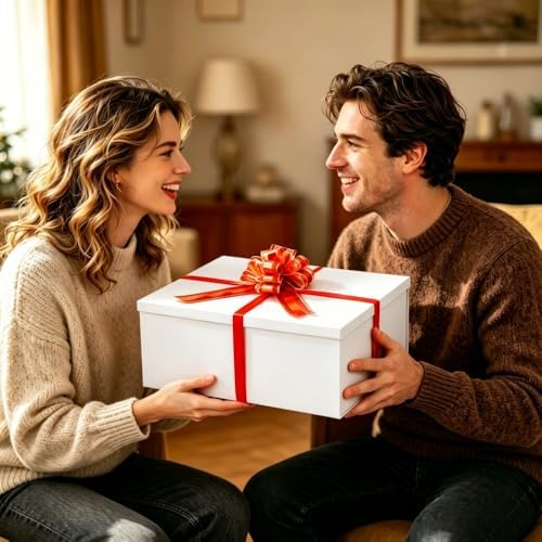 UoeRing White Extra Large Gift Box 1Pcs 22x17x9 inch,luxury Gift Box with Lid for Presents Birthday Christmas Valentine's Day (Contain Pull Bows,Card,Envelope,Filler) - Image 7