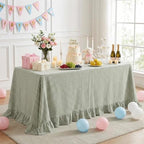 Eternal Beauty Gingham Ruffled Tablecloth Sage Green 60x102 Christmas - Image 2