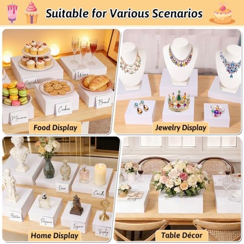 Billbotk 8 Pieces Large Buffet Risers with Label Stands, Serving Tong and Markers for Party, Display Stands for Jewelry Display, Home Display, Table décor(12"/11"/ 10.5" /9.5"/ 8.5" /7.5" 6.8"/ 5") - Image 7