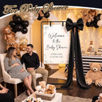 LEIFIDE Wedding Welcome Sign Stand with Giant Bow Adjustable Wedding Sign Holder with 2 Leather Hanging Straps Seating Chart Easel for Birthday Bridal Shower Home Party Decor (Black,Simple) - Image 3