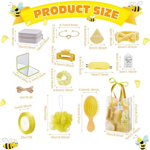74Pcs Baby Shower Prizes for Game Winners Baby Shower Favors Gifts including Headband Hair Brush Jewelry Box with Gift Bag for Baby Shower Game Prizes Wedding Bridal Shower Favors (Yellow) - Image 3