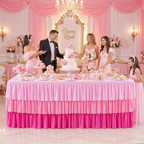 Pink Tablecloths for 6 Foot Rectangle Tables, 6ft Pastel Gradient Pink - Image 3