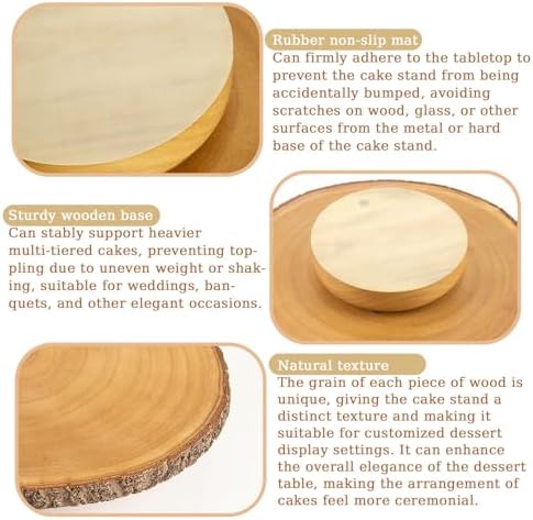 12" Rotating Wood Cake Stand with Cake Cutting Set (Knife and Server) - Rustic Wooden Cake Turntable for Decorating, Party, Wedding, Baby Showers, Reception, Event - Ideal Baking Gift & Decor - Image 5