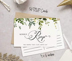 50 Blank RSVP Cards,RSVP Postcards No Envelopes Needed,Greenery Print Response Card,RSVP for Wedding,Baby Shower,Bridal Shower - Image 3