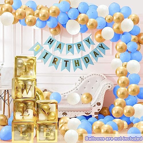 Baby Boxes with Letters, 6 Transparent Balloon Boxes with 78 Letters & Numbers, Clear Name Boxes for Baby Shower Birthday Bridal Wedding Gender Reveal Party Decorations Backdrop, Gold - Image 4