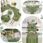 6 Pack Sage Green Cheesecloth Table Runner 35×120Inch Fall Boho Home Decor - Image 4