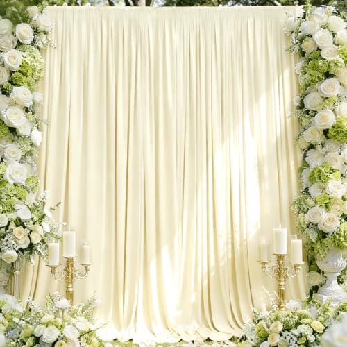 Sugargirl Wrinkle Free Light Yellow Backdrop Curtains Polyester Photo Backdrop Drapes Curtains with Rod Pockets for Party Birthday Wedding Photography Home Decoration(5x7FT, 2 Panels) by Sugargirl