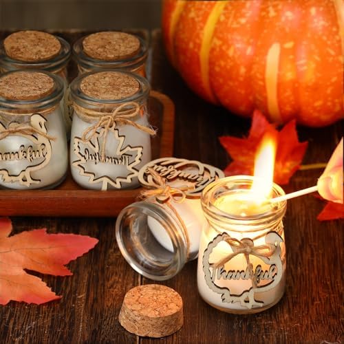 Tondiamo 20 Pcs Fall Candles Bluebell 1.42 oz with Wooden Thankful Tag - Image 3