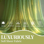 10x10ft Sage Green Tulle Backdrop Curtain with String Lights, Wrinkle-Free Sheer Wedding Backdrop for Birthday Parties, Baby Showers, Bridal Showers, Photo Shoots and Home Decor, Sage Green - Image 5