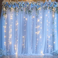 10×15ft Baby Blue Sheer Tulle Backdrop Curtains with Lights String for Parties Baby Shower Decorations for Boy Bridal Shower Birthday Party Photo Shoot Background Wall Decorations 2 Panels 5×15ft by Suppromo