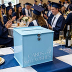 Acrylic Card Box with Lock & Slot, Macaron Blue Wedding Card Boxes for Reception Monetary Envelope Cash Gifts, Large Gift Cards Holder Box for Graduation Bridal Baby Shower Party Supplies - Image 7