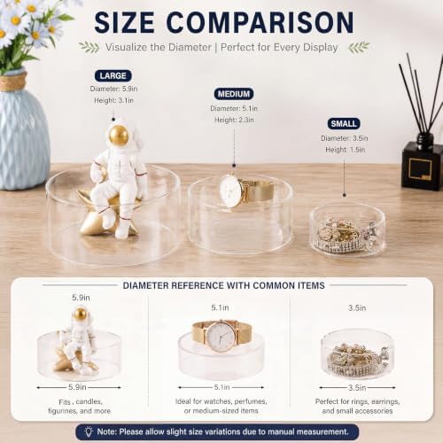 Jerify 6 Pcs Acrylic Riser Display Stands 5.91" 5.12" 3.54", Clear Round - Image 2