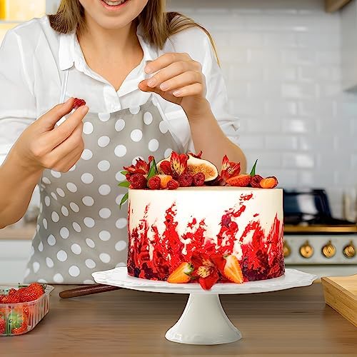 10 Inch White Ceramic Cake Stand (Holds 10 Inch Cake), Decorative Cupcake Stand, Dessert Display Plates for Snacks and Cookies, Baby Shower, Birthday, Wedding Party Decor - Image 6