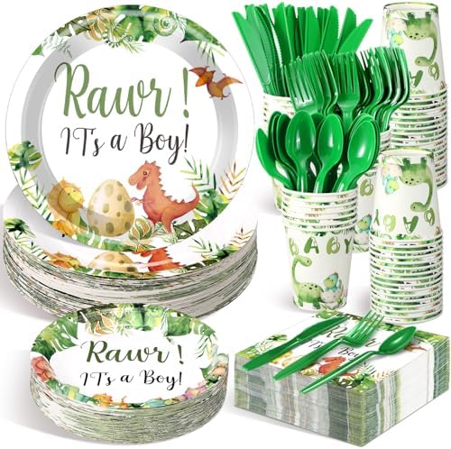 Dandat 350 Pcs Baby Shower Set, Dinosaur, Green by Dandat