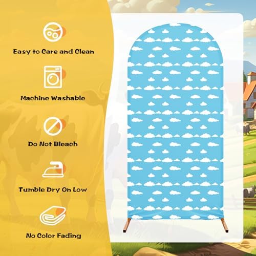 7.2 ft Arch Backdrop Cover Sky Strench Spandex, White Cloud - Image 3