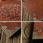 Photo Album Scrapbook, 12x12 inch 50 Pages Vintage Leather Cover Big Three-Ring Binder Love Picture Booth DIY Scrapbooking Albums with 408pcs Self Adhesive Photos Corners for Memory Keep, Heart - Image 3