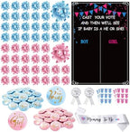 Thiccywoov Gender Reveal Decorations 40 Button Pins 40 Gender Reveal Sequins Bracelets Sash and Tinplate Badge Mommy to Be and Daddy to Be 54 Voting Boy or Girl Games Party Supplies by Jgiusenfg