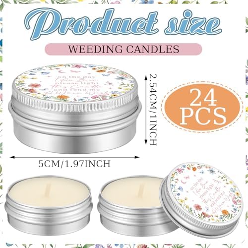 MTLEE 24 Sets Wildflower Baby Shower Favors for Guest Bulk Including Lavender Scented Candles and Empty Matches Jars with Cork Top Thank You Cards and Organza Bags for Baby Shower Party Souvenir - Image 5
