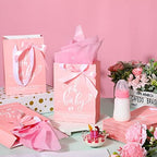 PerKoop 50 Pack Baby Shower Bags with Handle, Tissue Paper, Pink - Image 4