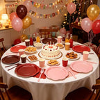 Pink and Burgundy Plates and Napkins Party Supplies, 9’’ Gradient Maroon Disposable Paper Plates and Cups and Napkins Set for Baby Shower, Birthday, Wedding Party Decorations Serves 48 - Image 6