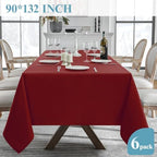 VidaFete 6 Pack 90 * 132inch Red Rectangle Tablecloth for 6ft Tables - Image 5
