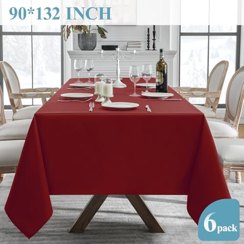 VidaFete 6 Pack 90 * 132inch Red Rectangle Tablecloth for 6ft Tables - Image 5