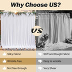 32ftx10ft Wrinkle Free White Backdrop Curtain - 10 Feet Photography Backdrop Drapes, Silky Polyester Back Drop Cloth for Wedding Baby Shower Balloon Arch Background - Image 5