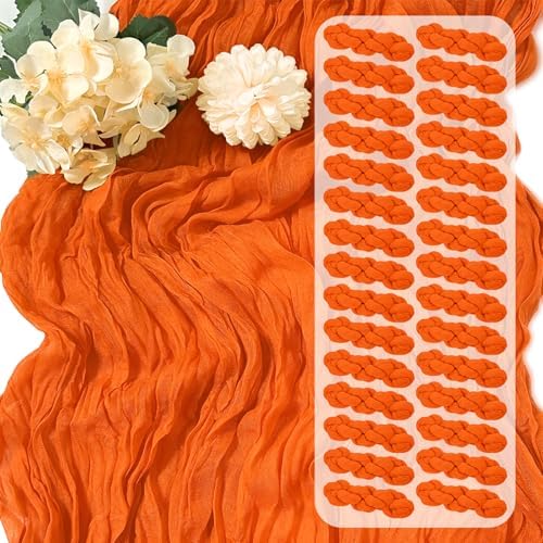 30 Pack Orange Cheesecloth Table Runner 17 x 108 inch Cheese Cloth Table Runners 9ft Orange Table Runner Rustic Romantic Sheer Gauze Runner for Wedding Party Baby Shower Table Decoration by Yorcari