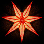 GalaxyArts 7-Point Paper Star Lantern - Striped Cutout Hanging Light Decoration - Foldable Hollow Out Star Lamp Shade for Home, Party, Christmas, Wedding Décor - Indoor/Outdoor 3D Hanging Star(Red) - Image 2