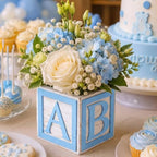 4 Set Blue Wooden Baby Boxes with Letters for Baby Shower Centerpieces - Image 5