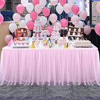 Suppromo 2 Pack 6ft Pink Tulle Table Skirts for Rectangle Tables or Round Tables Pink Tutu Tablecloth Cover for Princess Baby Shower Girls Birthday Party Wedding Cake Dessert Table Decorations - Image 2