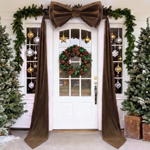 Wavwavw Christmas Giant Velvet Bow Decor Dark Brown Big Bow, 75 x 18 Inches - Image 5