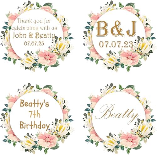 Personalized Business Logo Stickers - Ideal for Weddings, Birthdays, Favors & More. Waterproof, Fade & Heat Resistant. Pack of 100. (Wreath 6, 4 Inch) - Image 2