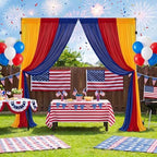 Party Backdrop Curtain 15ftx7ft - Red Yellow Blue Wrinkle Free Satin Drapes - Image 2