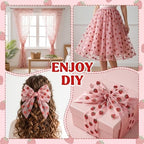 8 Pcs Strawberry Table Runners, 29 x 70 in Pink Glitter Tulle - Image 6