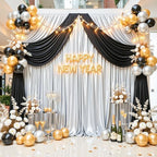 Silver Satin Backdrop Curtains 2 Panels - Glitter Photo Drapes for Baby Shower, 10x10FT Shimmer Back Drop Decor, Wrinkle Free for Birthday Party Prom Wedding Anniversary Background - Image 3