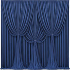 24x10FT Navy Blue Backdrop Curtains for Wedding Parties, Wrinkle Free Polyester Photography Backdrop Drapes for Graduation Baby Shower Birthday Stage Background Stand Decorations 4x10ft,6 Panels by Partisky