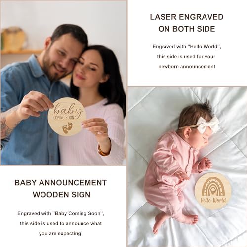 Pregnancy Announcement, Coming Soon Baby Announcement For Grandparents Dad Husband Family, Pregnancy Reveal Ideas, Gender Reveal Baby Shower Gifts -Felt Letter Board, Onesie, Booties, Wooden Sign - Image 5
