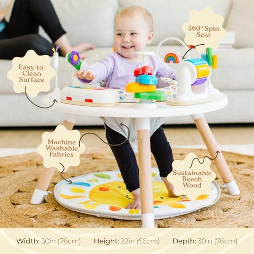 Little Acorn, 4-in-1 Baby Activity Center | Montessori-Inspired Design | 8 Interactive Toys | Tummy Time, Exersaucer & Toddler Table | Shower Gift | Essential (Sun) - Image 4