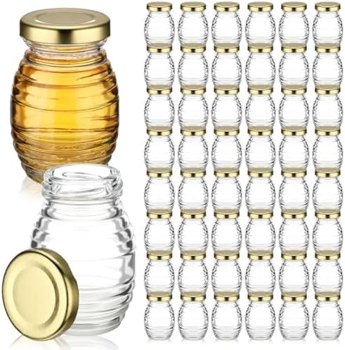 Baderke 3.4 oz Mini Honey Jars Party Favors, Small Glass Honey Jar with Lids Empty Glass Jars for Baby Shower Wedding Bridal Shower and Birthday Party Favors (48 Pcs) by Baderke