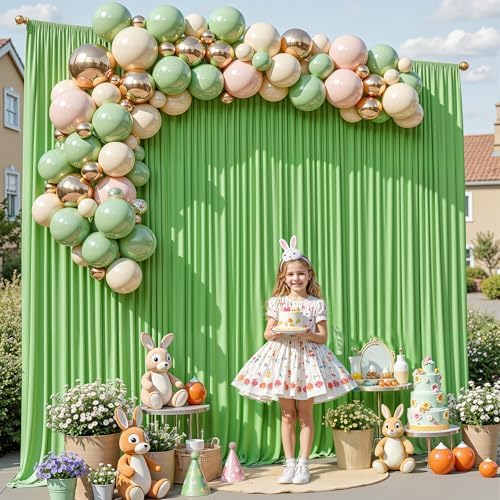 20x10ft Sage Green Backdrop Curtain Panels for Parties - Wrinkle Free Polyester Photo Curtain Backdrop Wedding Back Drop Fabric Drapes for Party Decorations Background for Photography - Image 2