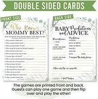Hadley Designs 75 Greenery Who Knows Mommy Best, Baby Prediction and Advice Cards, 25 True Or False, Word Scramble For Baby Shower Ideas-8 Double Sided Cards Games Funny, Baby Shower Party Supplies - Image 6