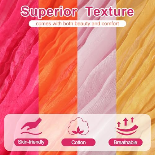 Moukeren 4 Pack Pink and Orange Cheesecloth Table Runner Sunset Party Decor - Image 5