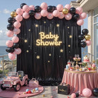 20x10ft Black Backdrop Curtains Wedding Party Glitter Sequin Curtain Backdrop Fabric Shimmer Drapes Backdrop Bridal Baby Shower Birthday Christmas Photoshoot Background Photography 5x10FT，4 Panels - Image 4