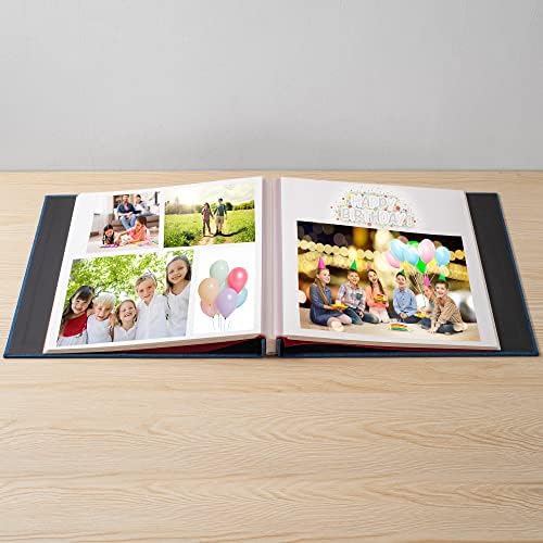 Large Photo Album Self Adhesive 4x6 8x10 10x12 13"x12.8" Magnetic Scrapbook Album 12.6"x11" Inch 40 Pages Linen Cover DIY Photo Album with A Metallic Pen and DIY Stickers(Blue) - Image 2