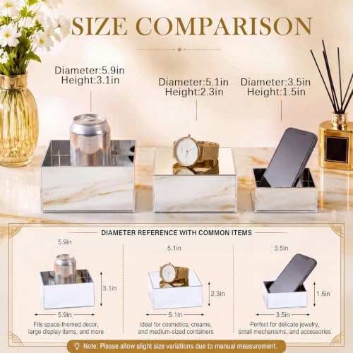 Jerify 6 Pcs Mirror Acrylic Display Risers 5.91" 5.12" 3.54", Silver Square - Image 2