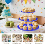 J JOYSAY Blue Print Acrylic Cupcake Stand 3 Tier Dessert Table Display Set Clear Cake Stands for Baby Shower Party Wedding Decorations Easy Assembly Pastry Tower - Image 7
