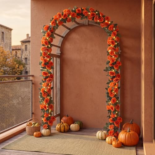Aneco 8 Pack 64 FT Terracotta Flower Garland Fall Artificial Rose Vines Roses Fake Vine Flowers Plants Party Supplies for Fall Holiday Wedding Garden Craft Art Decoration - Image 6