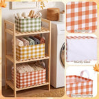 6 Pack Plaid Canvas Baskets Rectangular Storage Bins, Fall - Image 5
