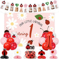 Ladybug First Birthday Decoration Our Little Ladybug Is Turning One Backdrop Photo Banners Pink Little Bug Daisy Honeycomb Centerpieces Cake Topper Balloons for Girls Insect Themed Party Supplies by ZestZing